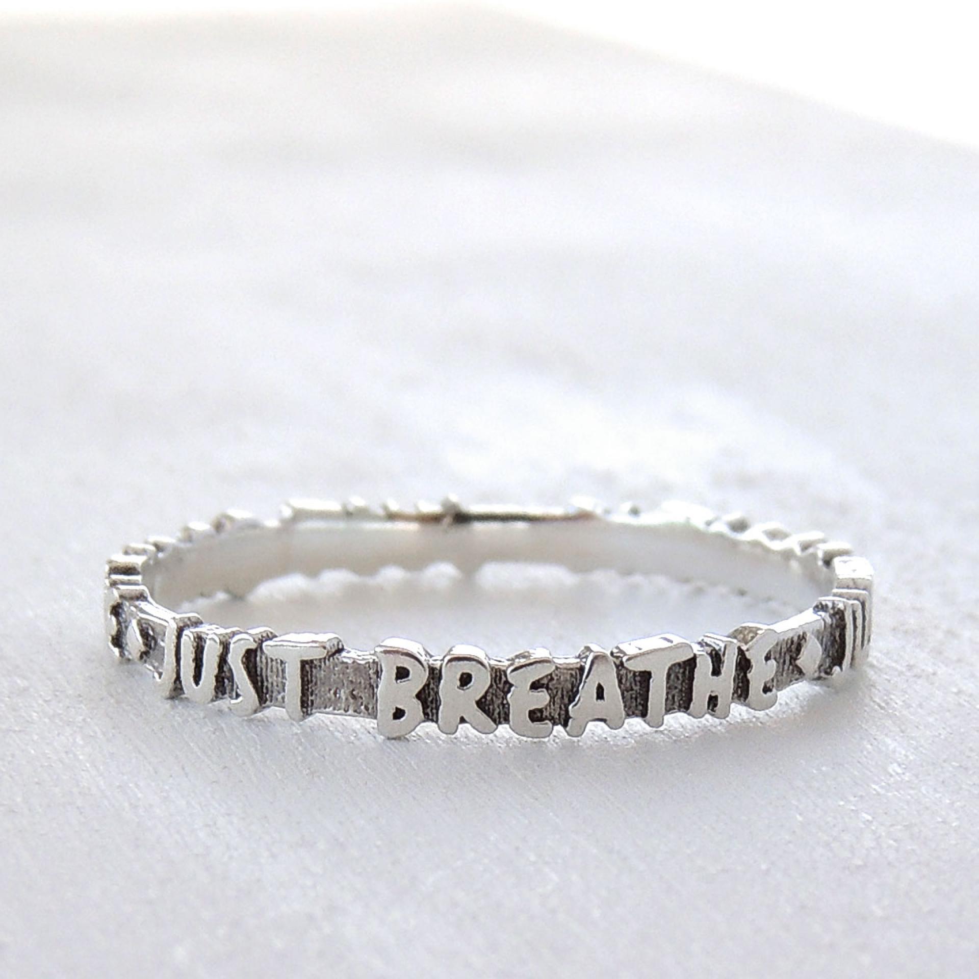 Just Breathe Self-care Mantra Ring 