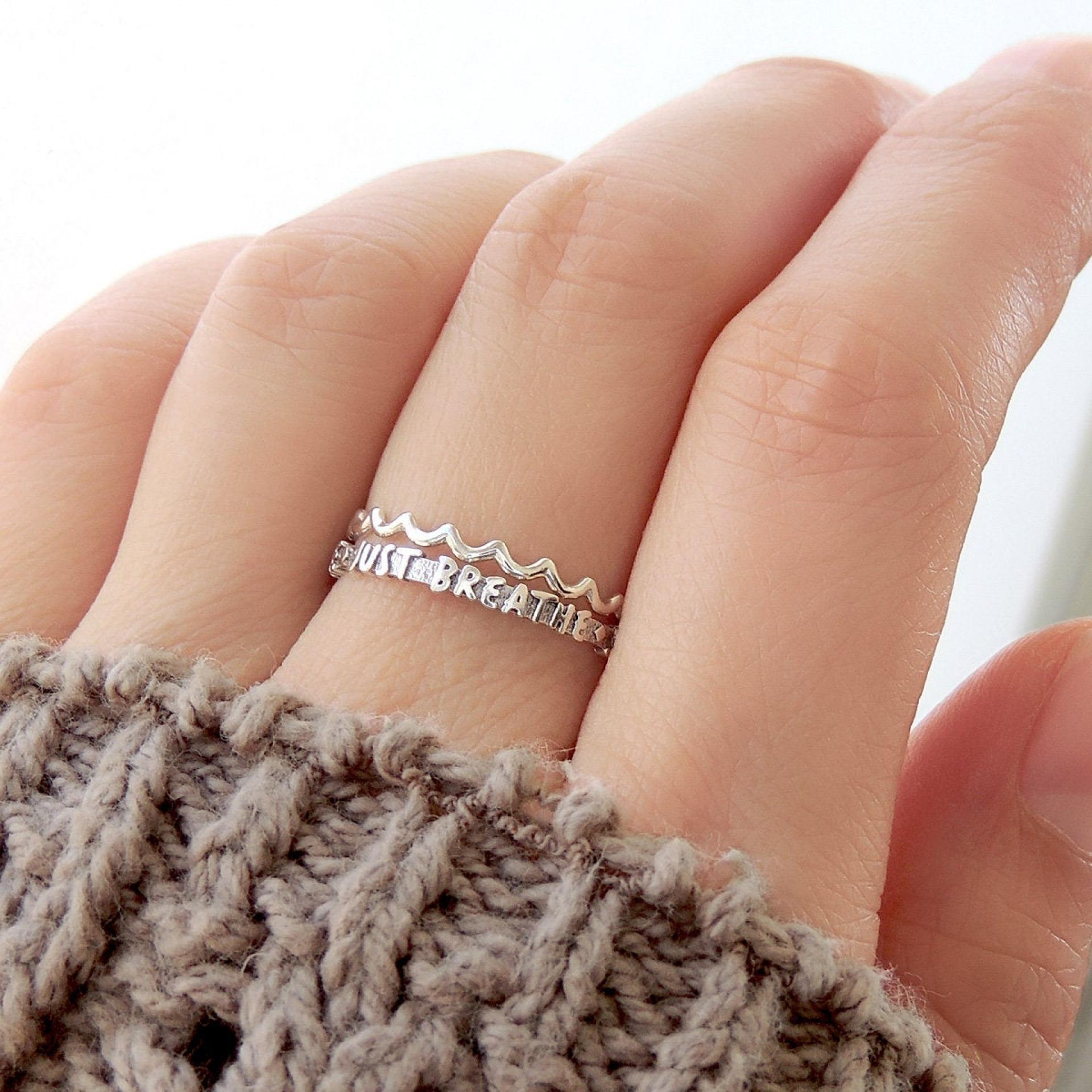 Just Breathe Self-care Mantra Ring 
